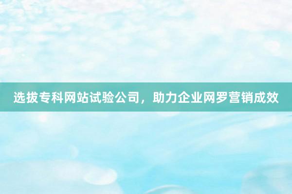 选拔专科网站试验公司，助力企业网罗营销成效