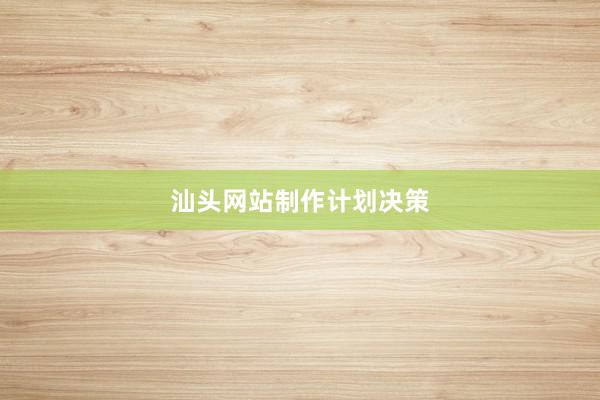 汕头网站制作计划决策